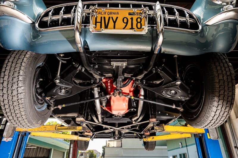 1957 Chevrolet Corvette, undercarriage, frame 7 of 20