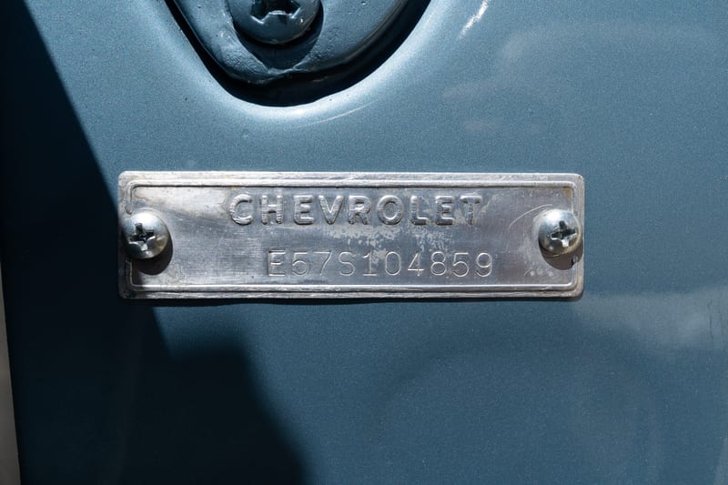 1957 Chevrolet Corvette, badges, body tag and documents, frame 3 of 5