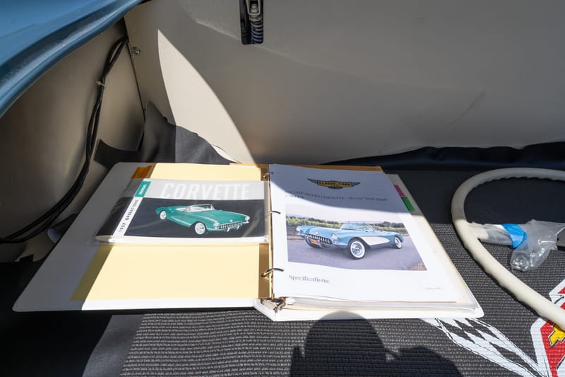 1957 Chevrolet Corvette, badges, body tag and documents, frame 4 of 5